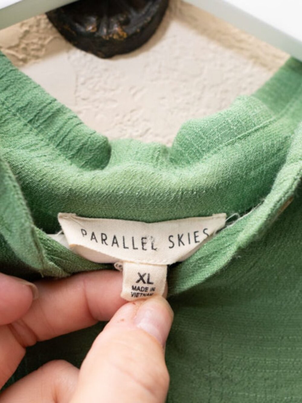 Parallel Skies Green Ruffle Sleeve Tie Front Blouse XL Button Up Boho Cottagecor - Picture 2 of 12